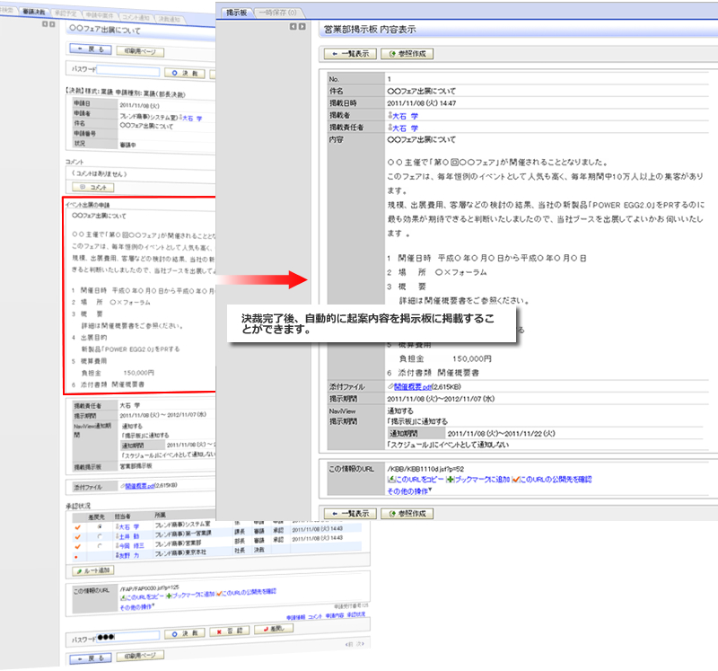 掲示板ワークフロー連携