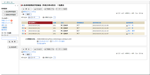 重点項目残高予想報告DB　一覧画面